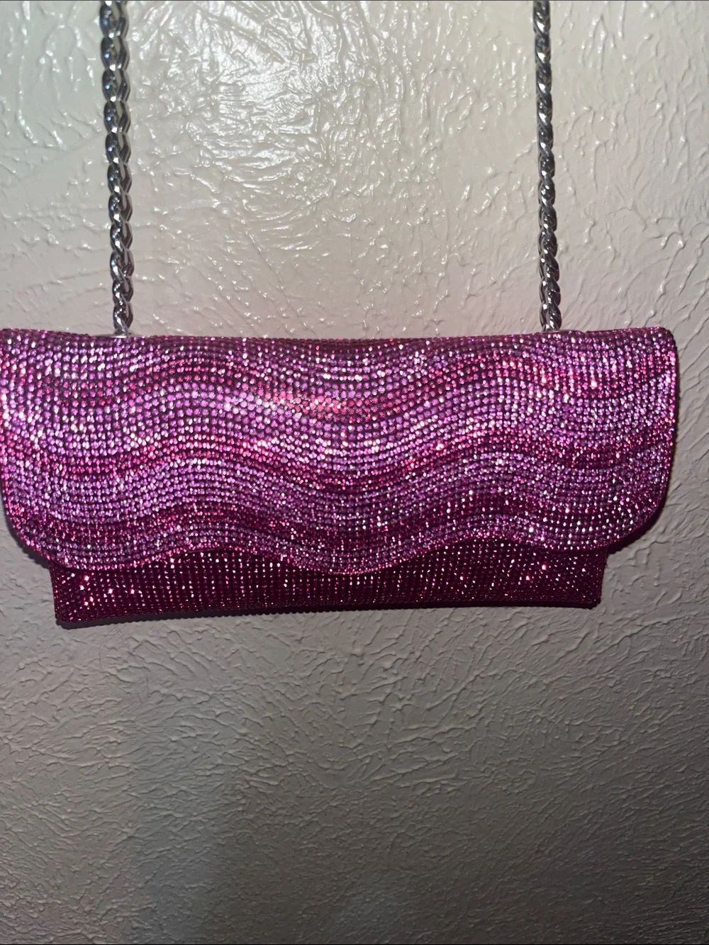 Women's Pink Glitter Chain Shoulder Bag - Picture 2 of 2